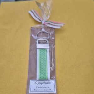 Green & Blue Polka Dot Keychain /Key FOB Ready For Gifting